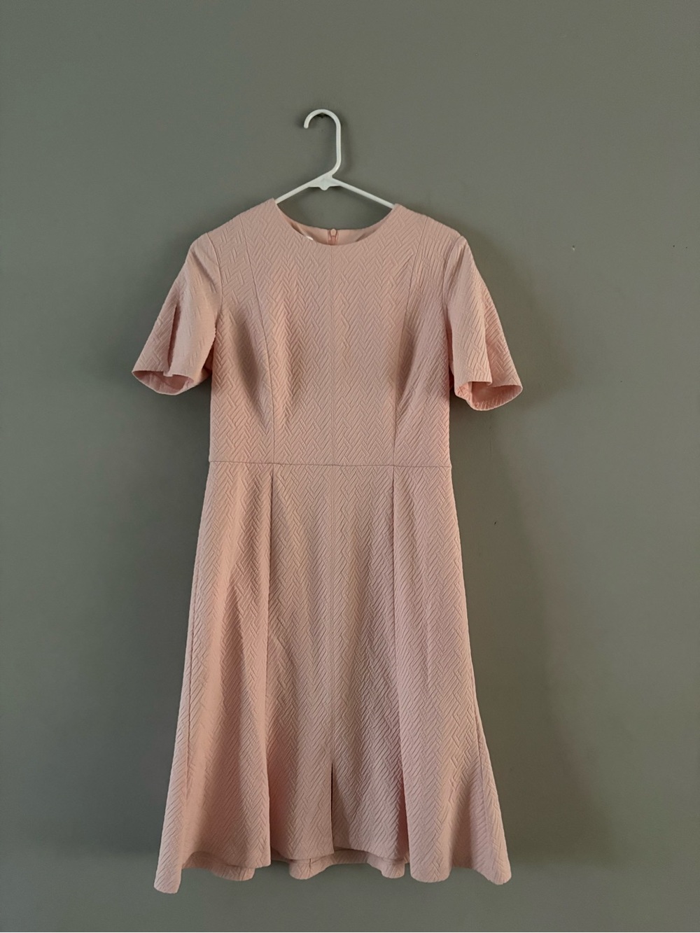 🎊Donna Morgan Blush Pink Textured Fit-and-Flare Midi Dress